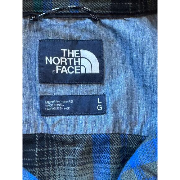 The North Face Long sleeve, button down Heavy Flannel, shirt, Large; Gray & Blue - Picture 3 of 11